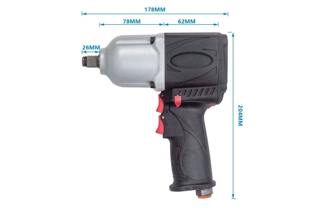 Clé d'impact pneumatique d'air de clé d'impact de magnésium d'outil d'air d'entraînement carré de pouce de 1/2 légère mais durable
